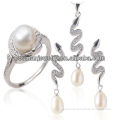 925 sterling silver real pearls set